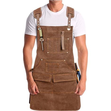 Tablier de Travail Professionnel Lourd avec 5 Poches, pour Soudeur, Soudure, Cuisine et Métiers - Résistant et Multifonction (Modèle Cuir Rustique) (1/4)