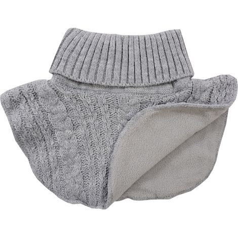 Tour de cou d'hiver, double épaisseur, doublé polaire, tressé, gris, 3-8 V019C (1/5)