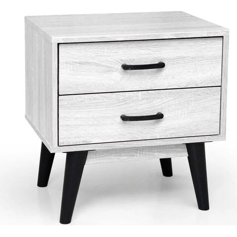 Cassettiera legno 2 cassetti Aura bianco truciolare 48x38x50 cm