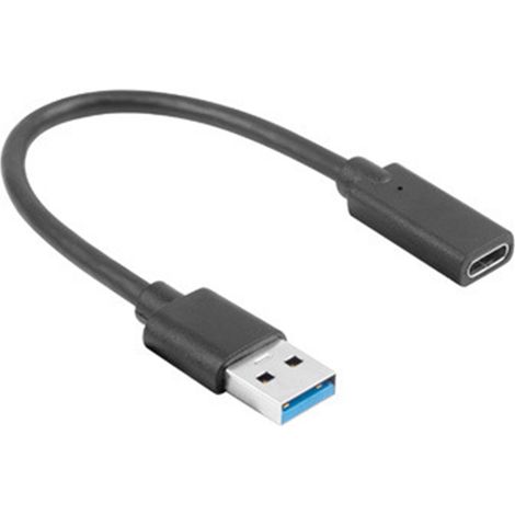 Câble USB 3.1 Lanberg, USB Type-C (femelle) 3.1 - USB-A (mâle), 0,15 m, noir (1/2)