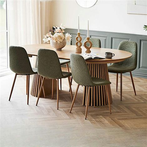 Ensemble table et chaises vertes bouclettes (lot de 9 pièces) AMSTERDAM (1/5)