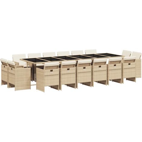 Maison Exclusive - Set comedor de jardín 17 pzas con cojines ratá