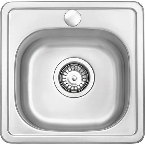 JASSFERRY Évier de cuisine 1 Bac Carré Finition Satinée acier inoxydable 380 x 380 mm