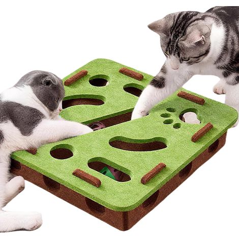 Jouet interactif pour chat, boîte de stimulation mentale avec 3 balles, jeu d'entraînement cérébral d'intérieur, vert (1/5)