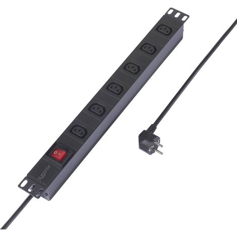 Sygonix SY-6736980 Multipresa per rack 19 6 scomparti Nero Schuko 1 pz.