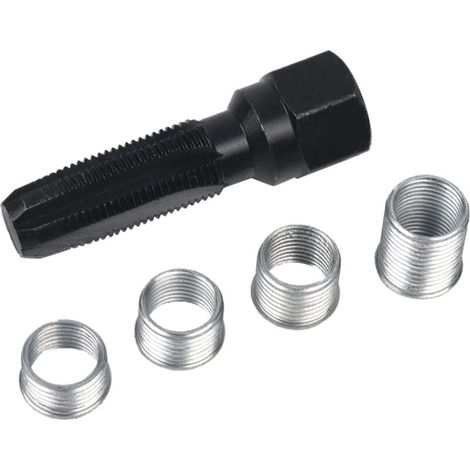 YMYNY 5-teiliges M14 x 1,25 Zündkerzengewinde-Reparaturset, Zylinderkopf-Nachgewindeset, Zündkerzen-Nachgewinde, 14-mm-Reibahle, Zylindergewinde-Reparaturwerkzeug (1/4)