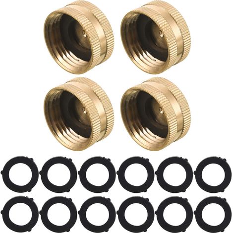 Lot de 4 embouts femelles en laiton pour tuyau d'arrosage 1,9 cm avec 12 rondelles supplémentaires (1/5)