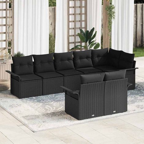 Set Divano da Giardino con archiviazione 8 pcs Nero polyrattan vidaXL (1/5)