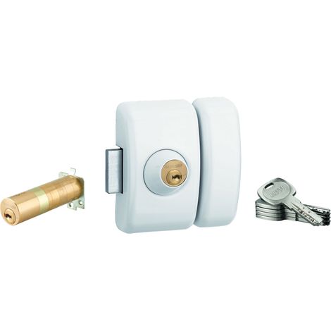THIRARD - Verrou universel Transit 2 ajustable, double cylindre, blanc, 5 clés - THIRARD