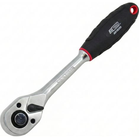 Carraca 1/2" 72 dientes Awtools Black Line, herramienta mecánica profesional, precisión en espacios reducidos, mango ergonómico antideslizante, estructura robusta. (1/2)