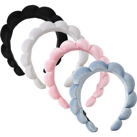 Lot de 4 bandeaux spa pour femmes, joli bandeau en éponge pour les soins de la peau, bandeau spa en éponge pour (1/5)