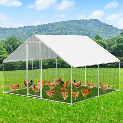 TolleTour Pollaio 3×3×2 m – Recinto per piccoli animali, voliera esterna, gabbia per polli in acciaio zincato con porta