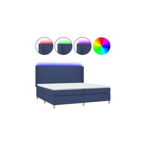 Sommier à lattes de lit matelas et LED Bleu 200x200 Tissu (1/5)