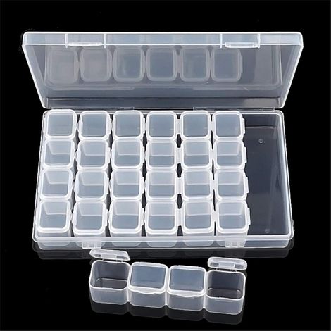 Boîte de Rangement Transparente 28 Cases pour Strass et Perles à Ongles (1/5)