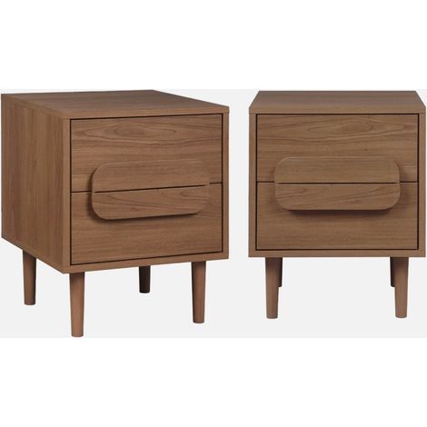 Set 2 comodini vintage effetto legno 2 cassetti (1/5)