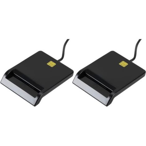 Lecteur De Carte Intelligent - USB 2.0 - Compatible Windows Et Linux - Pour DNIE CAC IC ID Carte Bancaire - 2 Pièces