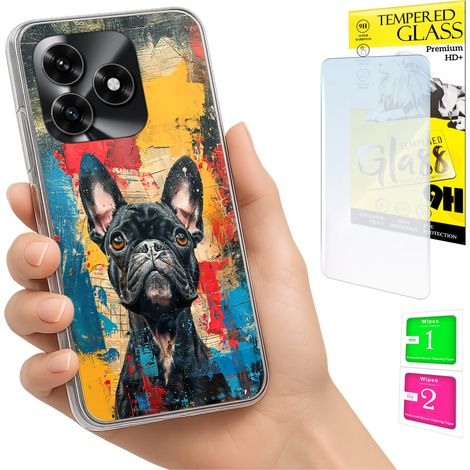 Funda para Honor X5C Plus / X5C 4G con foto, cubierta trasera con diseño de perro y cristal 9H. (1/5)