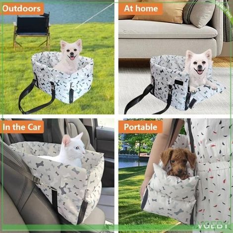 Hundeautositz, Haustierautositz, wasserdichtes Bett, Design für Tierhandlungen, Transport, Karomuster, weiß/schwarz (1/4)