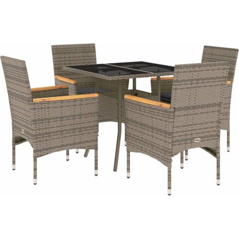 Maison Exclusive - Set comedor jardín 5 pzas y cojines ratán sint (1/5)