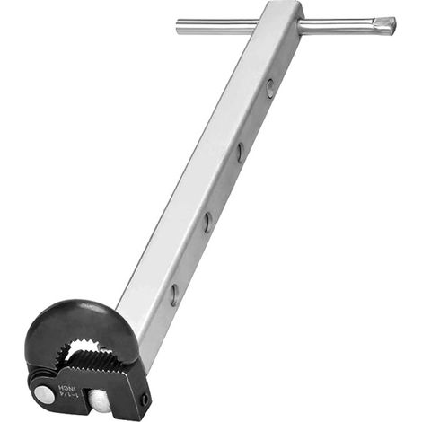 Beckenschlüssel, verstellbare Maulweite von 10 mm bis 32 mm, mit ausziehbarem Griff von 250 mm bis 430 mm, Spülbeckenschlüssel für beengte Platzverhältnisse
