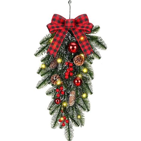 Guirlande Décorative Noël - Guirlande en Forme de Goutte avec Lumières LED - Pour Porte d'Entrée Mur Intérieur Escaliers - 55 cm - 1 Pièce (1/5)