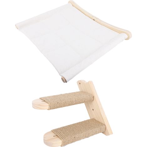 Hamac mural pour chat avec marches, meuble mural en bois, étagère à grimper, lit mural stable pour chat d'intérieur. (1/5)
