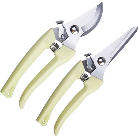 Sécateur de jardin, coupe-branches, cisailles de fleuriste, lot de 2 outils multifonctions pour tailler fleurs et arbres fruitiers, lame aiguisée, poignée ergonomique, usage professionnel et amateur (1/5)
