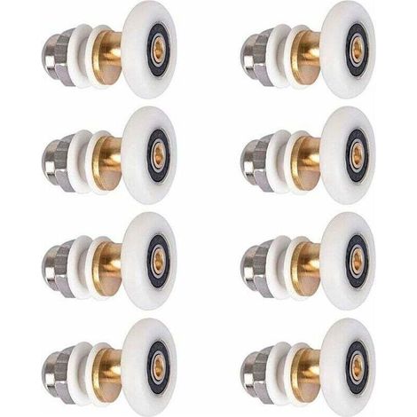 Porte de Douche - Rouleau Roulette Roue pour Porte de Douche Roulettes Coulissantes Porte Roue de Remplacement pour Rouleau 8 pièces 25mm