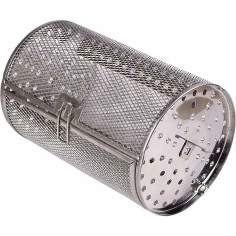 royaluxe - Panier à rôtir Panier en acier inoxydable Four Plaque chauffante électrique Tambour rotatif Friteuse à air Accessoires pour cacahuètes Noix Amandes Cuisson (gris argenté) (1/5)