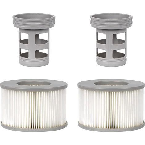 Lot de 2 Accessoires de Spa pour MSP, Comprend 2 adaptateurs de Base à Visser de Rechange, 2 filtres de Piscine gonflables à Ressort, Filtre de Piscine de Type Spa ondulé (1/5)
