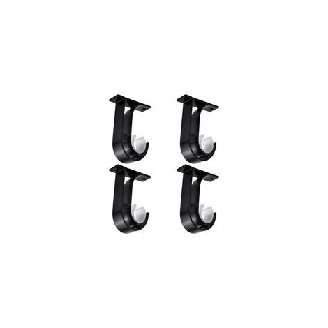 4 Pièces Tringle à Rideau Supports, Support de Poteau de Rideau, Noir Supports pour Barre Rideau, Alliage D'aluminium Support de Rideau, avec 8 Vis, Support pour Tiges de Suspension au Plafond (1/5)