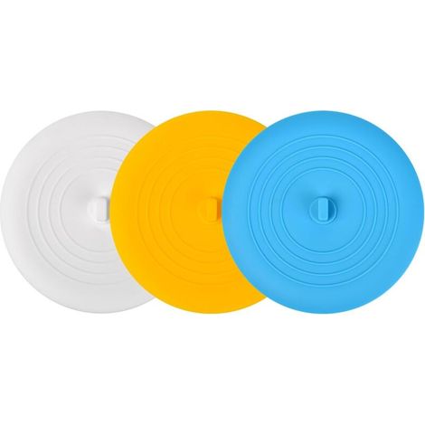 Bouchon de baignoire - Silicone alimentaire - Diamètre 15 cm - Universel pour baignoire évier sol - Lot de 3 (1/5)