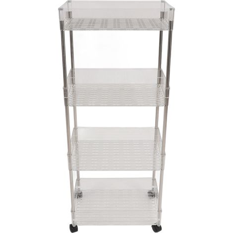 Table à langer pour bébé, chariot avec roulettes, organisateur de rangement des essentiels de la pépinière pour nouveau-né, mobile à 4 couches, rectangulaire Transparent L (1/5)
