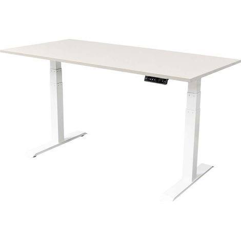 Escritorio regulable eléctricamente - 160x80 cm - Motor doble - Blanco (1/5)