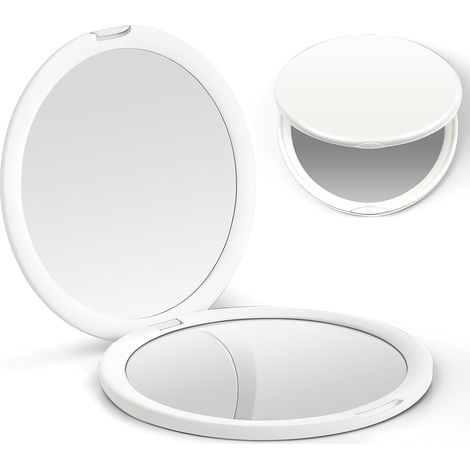 Specchietto compatto, specchietto da trucco tascabile con ingrandimento 1x/10x (1/5)