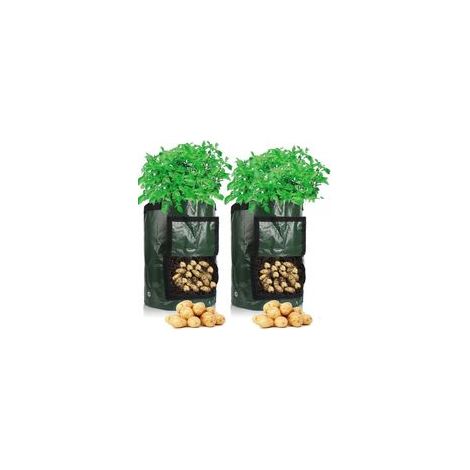 Sac de Culture de Pommes de Terre Croissance, 2 pcs 10 Gallons Sac de Legumes, 35 x 45 cm en Tissu Durable avec Rabat et poignée (1/5)
