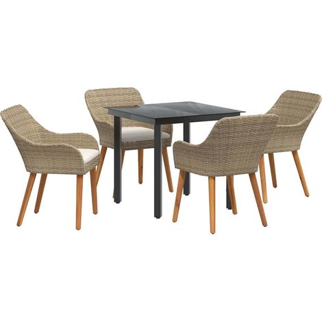 Maison Exclusive - Garten Essgruppe mit Kissen 5 pcs Beige Poly-R