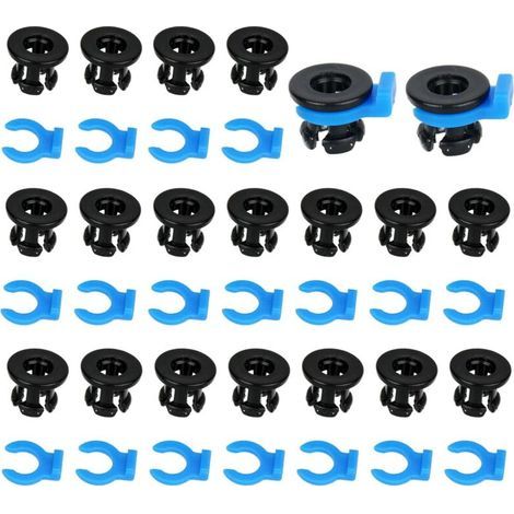 Set mit 40 Bowden-Schlauchschellen und -Klemmen aus blauem und schwarzem Kunststoff mit einem Außendurchmesser von 4 mm für 3D-Drucker. (1/4)