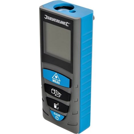 Silverline – Télémètre laser numérique 40m – Précision ± 1,5 mm – Écran LCD – Fonction Pythagore – Alimentation 2 piles AAA 1,5V