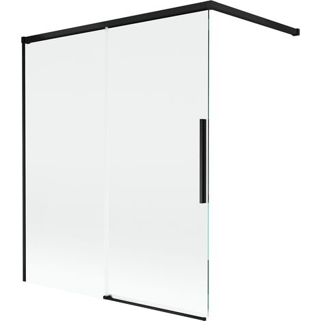 Mexen Rox Duschwand für die Badewanne, 2-flügelig, verschiebbar, 140 x 150 cm, transparent, schwarz - 8C9-140-003-70-00