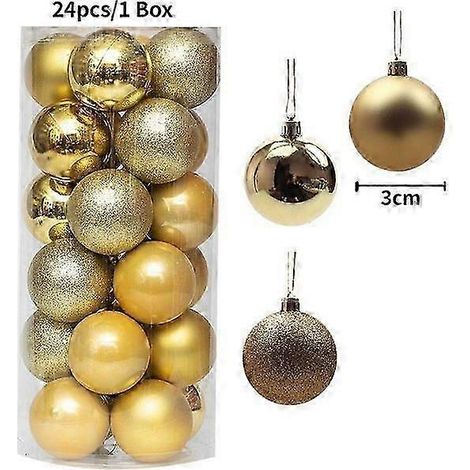Magnifiques boules décoratives, ornées de tableaux et de décorations scintillantes pour sapin de Noël, ensemble de 24 boules de Noël (1/3)