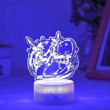 Veilleuse 3D LED SCSYV 16 couleurs, inspirée du jeu Genshin Impact et de l'anime Chongyun. Lampe d'illusion d'optique pour chambre, bureau ou soirée. Cadeau idéal pour un anniversaire d'enfant. (1/5)