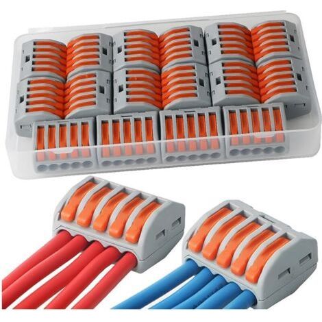 Connecteurs électriques 16 pièces, Bornes de Connexion Automatique, Rapide Connecteur de Fil de Câble, Connecteurs de Fils Compacts, PCT-215 (5 ports) (1/4)