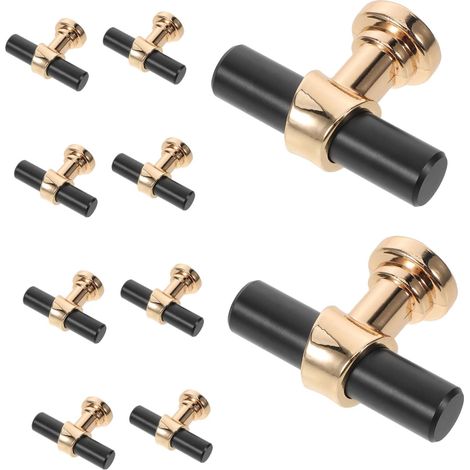 Set da 10 pezzi di maniglie per ante di mobili nere e dorate, pomelli per cassetti resistenti, maniglie per mobili per cucina, camera da letto e armadio, foro singolo