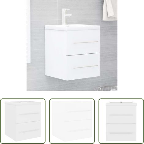 vidaXL Waschbecken - Waschbeckenunterschrank mit Einbaubecken Weiß Holzwerkstoff (1/5)
