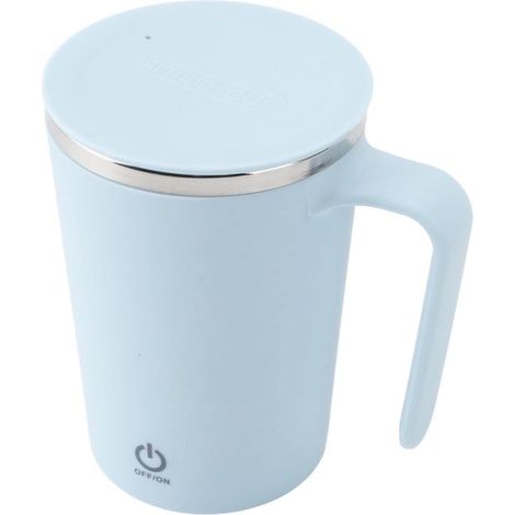 Selbstumrührender Kaffeebecher, wiederaufladbarer Edelstahl-Mischbecher, 350 ml, tragbar für Zuhause, Büro und Auto (BLAU) (1/5)