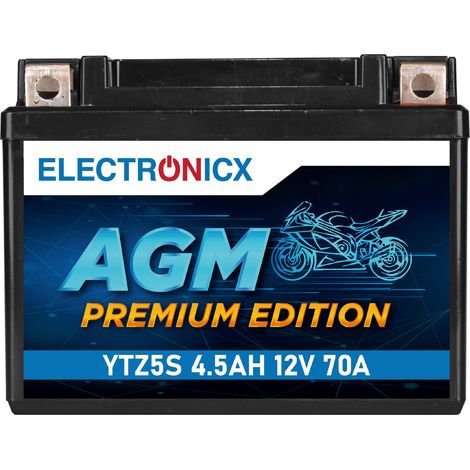 Electronicx AGM Motorradbatterie 12V 4,5Ah 70A YTZ5-S JMTZ5S - Wartungsfrei & Leistungsstark, Pluspol Rechts - Premium Batterie 12V Wartungsfrei (1/5)