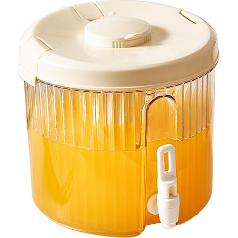 Distributeur de boissons en plastique, distributeur de boissons, récipient pour boissons froides, théière à fruits, limonade, récipients pour la cuisine et la maison, rond (1/5)