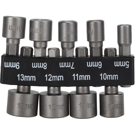 Jeu de 9 douilles à queue hexagonale de 6,35 mm (1/4 pouce), en acier au chrome-vanadium. (1/4)