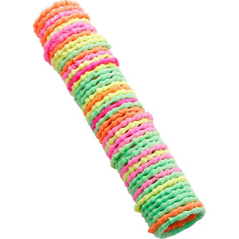 Paquete de 50 gomas elásticas de nailon de colores para niñas: coleteros y diademas para coletas, accesorios para el cabello que no dañan el cabello infantil, colores surtidos. (1/5)